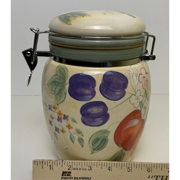 Gibson Home Ceramic Airtight Storage Jar Fruit Grove Canister Clamp Lid Storage - Picture 9 of 10